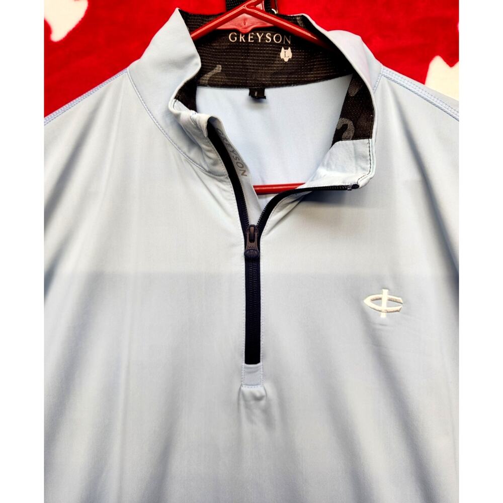 Greyson Quarter Zip Pullover Mens Large Light Blue Performance Golf Wolf Logo
